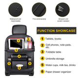 Darrahopens Auto Accessories > Auto Accessories Others > Automotive Decor Car Back Seat Organizer with Foldable Table Tray – Universal Rear Seat Storage Bag, Multi-Pocket Holder for Tablet, Drinks & Essentials (Black)