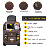 Darrahopens Auto Accessories > Auto Accessories Others > Automotive Decor Car Back Seat Organizer with Foldable Table Tray – Universal Rear Seat Storage Bag, Multi-Pocket Holder for Tablet, Drinks & Essentials (Coffee)