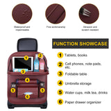 Darrahopens Auto Accessories > Auto Accessories Others > Automotive Decor Car Back Seat Organizer with Foldable Table Tray – Universal Rear Seat Storage Bag, Multi-Pocket Holder for Tablet, Drinks & Essentials (Red)