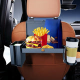 Darrahopens Auto Accessories > Auto Accessories Others > Automotive Decor Car Backseat Tray Table – Foldable & Adjustable Multi-Functional Travel Desk with Cup Holder, Snack Tray, Tissue Box Compartment, Phone Stand, and Headrest Mount; Durable ABS Design for Kids, Adults, and Families (Black)