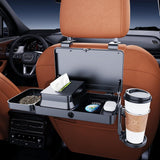 Darrahopens Auto Accessories > Auto Accessories Others > Automotive Decor Car Backseat Tray Table – Foldable & Adjustable Multi-Functional Travel Desk with Cup Holder, Snack Tray, Tissue Box Compartment, Phone Stand, and Headrest Mount; Durable ABS Design for Kids, Adults, and Families (Black)
