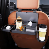Darrahopens Auto Accessories > Auto Accessories Others > Automotive Decor Car Backseat Tray Table – Foldable & Adjustable Multi-Functional Travel Desk with Cup Holder, Snack Tray, Tissue Box Compartment, Phone Stand, and Headrest Mount; Durable ABS Design for Kids, Adults, and Families (Black)