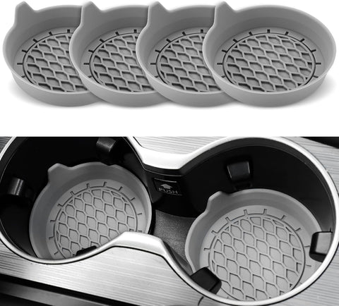 Darrahopens Auto Accessories > Auto Accessories Others > Automotive Decor Car Cup Holder Coaster, Silicone Cup Holder Insert, Universal Anti-Slip Cup Holder, Auto Accessories Interior for Men and Women 4 Pack Grey
