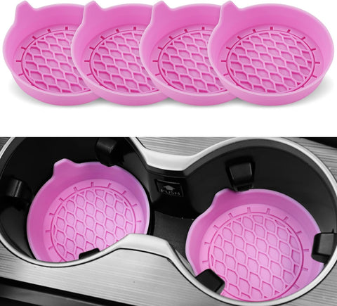 Darrahopens Auto Accessories > Auto Accessories Others > Automotive Decor Car Cup Holder Coaster, Silicone Cup Holder Insert, Universal Non-Slip Cup Holder, Auto Accessories Interior for Men and Women 4 Pack Pink
