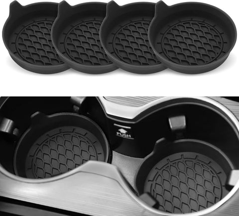 Darrahopens Auto Accessories > Auto Accessories Others > Automotive Decor Car Cup Holder Coaster, Silicone Cup Holder Insert, Universal Non-Slip Cup Holder, Auto Accessories Interior Unisex 4 Pack Black
