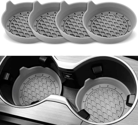 Car Cup Holder Coaster, Silicone Cup Holder Insert, Universal Non-Slip Cup Holders, Car Accessories Interior for Women and Man 4 Pack Gray