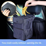 Darrahopens Auto Accessories > Auto Accessories Others > Automotive Decor Car Garbage can with lid Leak Proof Vehicle Trash Can Storage Pockets Hanging Waterproof car Trash Bag for SUV Black