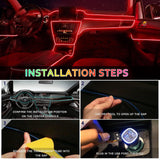 Darrahopens Auto Accessories > Auto Accessories Others > Automotive Decor Car LED Interior Strip Light USB Neon Wire Ambient Lighting Compatible with Car Decorations Red 3m