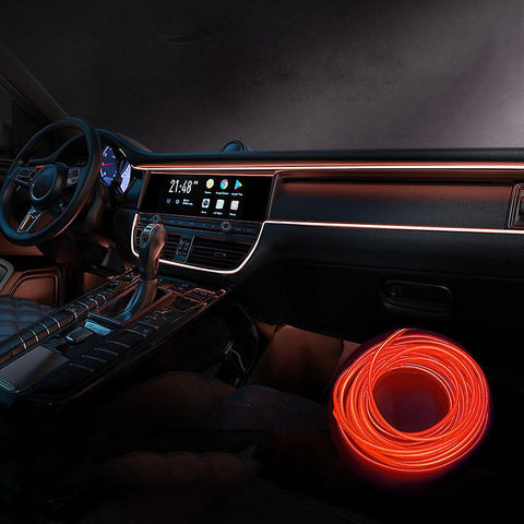Darrahopens Auto Accessories > Auto Accessories Others > Automotive Decor Car LED Interior Strip Light USB Neon Wire Ambient Lighting Compatible with Car Decorations Red 3m