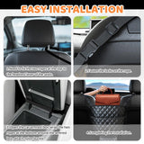 Darrahopens Auto Accessories > Auto Accessories Others > Automotive Decor Car Seat Storage Bag: PU Leather Organizer with Hooks – Pet Barrier, Safe Driving Storage for Wallets/Phones (Black)