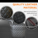 Darrahopens Auto Accessories > Auto Accessories Others > Automotive Decor Car Seat Storage Bag: PU Leather Organizer with Hooks – Pet Barrier, Safe Driving Storage for Wallets/Phones (Black)