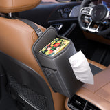 Darrahopens Auto Accessories > Auto Accessories Others > Automotive Decor Car Seat Storage Organizer: Side-Mount Tissue Holder with Mesh Pockets – Waterproof Cup/Wallet Organizer for Cars/SUVs (Black)
