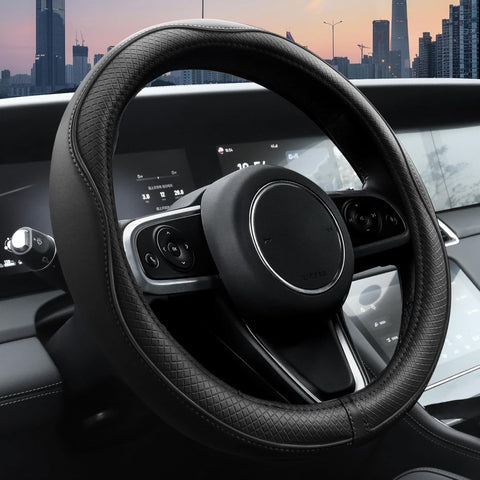 Darrahopens Auto Accessories > Auto Accessories Others > Automotive Decor Car Steering Wheel Cover, Microfiber Leather Steering Wheel Cover with Non-Slip Lining, Universal 14.5-15 Inch (Approx. 36.8-38.1 cm) Black