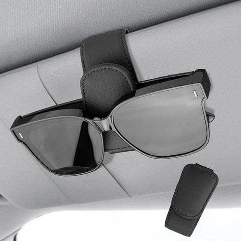 Darrahopens Auto Accessories > Auto Accessories Others > Automotive Decor Car sun visor glasses holder - magnetic leather sunglasses holder - car sun visor accessories - bill holder (black)