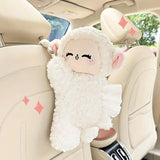 Darrahopens Auto Accessories > Auto Accessories Others > Automotive Decor Car Tissue Box Multifunctional Hanging Drawer Box Cartoon Plush Sheep Design