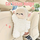 Darrahopens Auto Accessories > Auto Accessories Others > Automotive Decor Car Tissue Box Multifunctional Hanging Drawer Box Cartoon Plush Sheep Design
