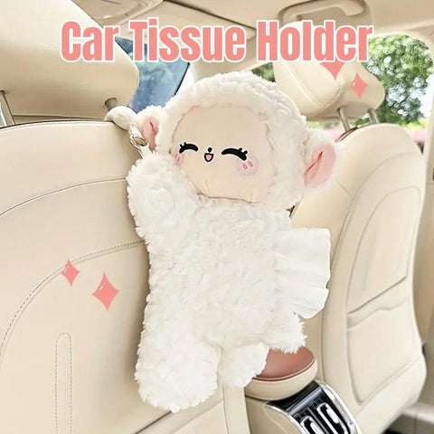 Darrahopens Auto Accessories > Auto Accessories Others > Automotive Decor Car Tissue Box Multifunctional Hanging Drawer Box Cartoon Plush Sheep Design