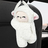 Darrahopens Auto Accessories > Auto Accessories Others > Automotive Decor Car Tissue Box Multifunctional Hanging Drawer Box Cartoon Plush Sheep Design
