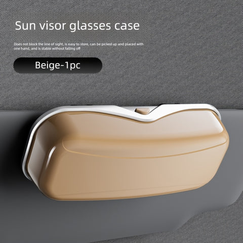 Darrahopens Auto Accessories > Auto Accessories Others > Automotive Decor Car Travel Three-Piece Set: Push-Open Eyeglass Case, Universal Storage Case, and Secure Organizer—Complete On-the-Go Storage, Peace of Mind Every Journey(Beige)