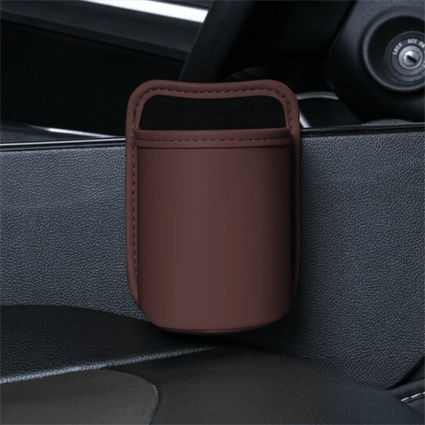 Darrahopens Auto Accessories > Auto Accessories Others > Automotive Decor Coffee Waterproof Leather Car Hanging Storage Organizer with Back Clip 14.5 x 10.5CM – Mutifunctional Car Trash Bin Cup Holder Phone Storage Pocket for Seat Back, Door & Center Console