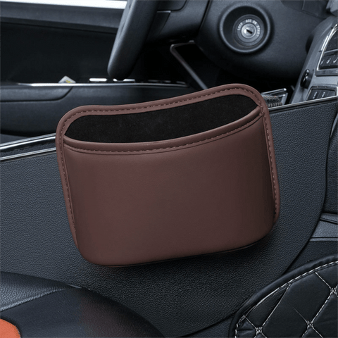 Darrahopens Auto Accessories > Auto Accessories Others > Automotive Decor Coffee Waterproof Leather Car Hanging Storage Organizer with Back Clip 20 x 14.5CM – Mutifunctional Car Trash Bin Cup Holder Phone Storage Pocket for Seat Back, Door & Center Console