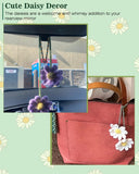 Darrahopens Auto Accessories > Auto Accessories Others > Automotive Decor Crochet Daisy Auto Parts Women Cute Rearview Mirror Charm Crafted Daisy Flower Gift Crochet Lovers Car Decoration Car Interior Aesthetics (Purple)