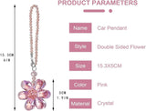 Crystal Flower Car Rear View Mirror Pendant - Pink Crystal Beads Charm Decor for Women Interior