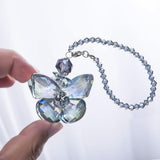 Darrahopens Auto Accessories > Auto Accessories Others > Automotive Decor Crystal Glass Butterfly Car Key Charm Mirror Hanging Ornaments Gift (Butterfly-1)