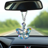 Crystal Glass Butterfly Car Key Charm Mirror Hanging Ornaments Gift (Butterfly-1)