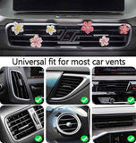Cute Car Air Fresheners Vent Clips 6 PCS, Flower Air Vent Clips Pink Car Accessories Interior Aesthetic Women Automobile Air Conditioning Vents Decorations
