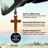 Darrahopens Auto Accessories > Auto Accessories Others > Automotive Decor Daily Bible Verse Rearview Mirror Cross Ornament – Daily Scripture Car Hanging Cross with "I Am with You Always" Medallion (Black)