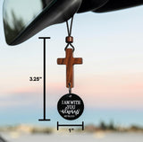 Darrahopens Auto Accessories > Auto Accessories Others > Automotive Decor Daily Bible Verse Rearview Mirror Cross Ornament – Daily Scripture Car Hanging Cross with "I Am with You Always" Medallion (Black)