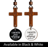 Darrahopens Auto Accessories > Auto Accessories Others > Automotive Decor Daily Bible Verse Rearview Mirror Cross Ornament – Daily Scripture Car Hanging Cross with "I Am with You Always" Medallion (Black)