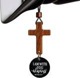 Darrahopens Auto Accessories > Auto Accessories Others > Automotive Decor Daily Bible Verse Rearview Mirror Cross Ornament – Daily Scripture Car Hanging Cross with "I Am with You Always" Medallion (Black)