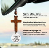 Darrahopens Auto Accessories > Auto Accessories Others > Automotive Decor Daily Bible Verse Rearview Mirror Cross Ornament – Daily Scripture Car Pendant Cross with "I Am with You Always" Medallion (White)