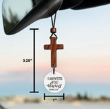Darrahopens Auto Accessories > Auto Accessories Others > Automotive Decor Daily Bible Verse Rearview Mirror Cross Ornament – Daily Scripture Car Pendant Cross with "I Am with You Always" Medallion (White)