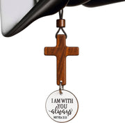Darrahopens Auto Accessories > Auto Accessories Others > Automotive Decor Daily Bible Verse Rearview Mirror Cross Ornament – Daily Scripture Car Pendant Cross with "I Am with You Always" Medallion (White)