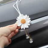 Darrahopens Auto Accessories > Auto Accessories Others > Automotive Decor Daisy Car Hanging Ornaments for Women Girls Cute Sunflower Car Rear View Mirror Hanging Charms Automotive Interior Aesthetic Decoration Accessories Gift (White)
