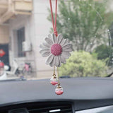 Daisy Car Hanging Ornaments for Women Girls Cute Sunflower Car Rear View Mirror Hanging Charms Automotive Interior Aesthetic Decoration Accessories Gift (White & Pink)