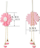 Daisy Car Hanging Ornaments for Women Girls Cute Sunflower Car Rear View Mirror Hanging Charms Automotive Interior Aesthetic Decoration Accessories Gift (White & Red)