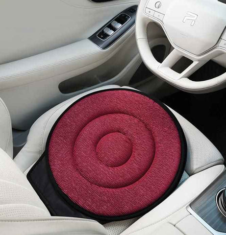 Darrahopens Auto Accessories > Auto Accessories Others > Automotive Decor Dark Red 360° Swivel Car Seat Cushion – Portable Rotating Transfer Aid for Elderly, Pregnant Women & Mobility Support