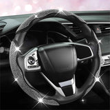 Diamond Bling Car Steering Wheel Cover with Crystal Rhinestones,3PCS Segmented Steering Wheel Protector,Universal for 99% Cars for Women(Black with White Diamond)