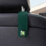 Darrahopens Auto Accessories > Auto Accessories Others > Automotive Decor Green Car Multi-Functional PU Leather Hook with Crystal Decoration – Hidden Storage Hook for Front and Rear Seats (Set of 2)