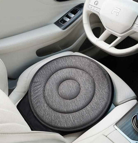 Darrahopens Auto Accessories > Auto Accessories Others > Automotive Decor Grey 360° Swivel Car Seat Cushion – Portable Rotating Transfer Aid for Elderly, Pregnant Women & Mobility Support