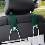 Darrahopens Auto Accessories > Auto Accessories Others > Automotive Decor Grey Car Multi-Functional PU Leather Hook with Crystal Decoration – Hidden Storage Hook for Front and Rear Seats (Set of 2)