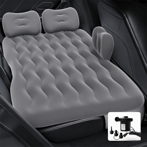 Darrahopens Auto Accessories > Auto Accessories Others > Automotive Decor Grey Multi-Chamber Car Inflatable Air Mattress with Electric Pump & Pillows for Universal Backseat Sleeping and Camping(174 x 68 CM)