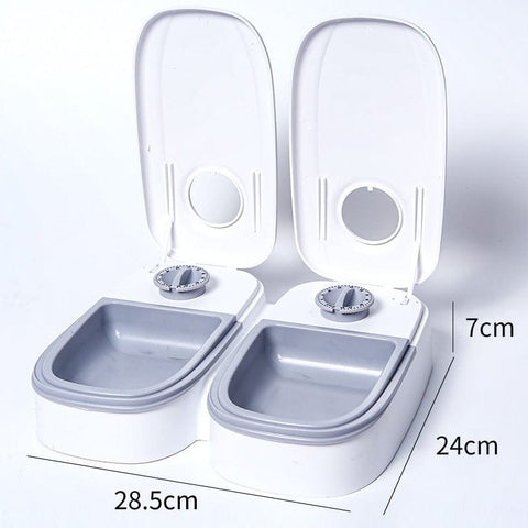 Darrahopens Auto Accessories > Auto Accessories Others > Automotive Decor Grey Silent Automatic Pet Double Meal Dispenser with Rotary Buckle - Longest 48H Scheduled and Long Battery Life, Detachable for Easy Cleaning