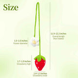 Handmade Crochet Red Strawberry and Flower Car Rear View Mirror Hanging Ornament - Cute Aesthetic Car Accessories for Women and Teens