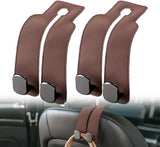 Darrahopens Auto Accessories > Auto Accessories Others > Automotive Decor Headrest Hook for Car Car Seat Headrest, 2026 Wallet & Bag Hook Cute Car Wallet Holder, Double Hook Leather Car Headrest Hook Seat Back Storage Bag for Travel (Brown -2)