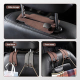 Darrahopens Auto Accessories > Auto Accessories Others > Automotive Decor Headrest Hook for Car Seat Headrest, 2026 Wallet & Bag Hook Cute Car Wallet Holder, Double Hook Leather Car Headrest Hook Seat Back Storage Bag for Travel (Black*4)